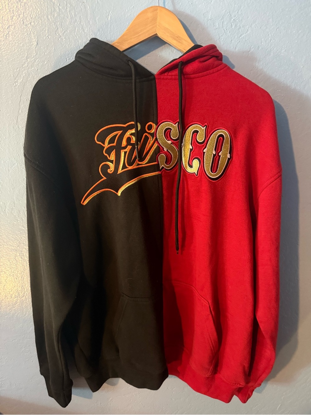 Black & Red 'Frisco' Giants and 49ers Split-Panel Hooded Sweatshirt